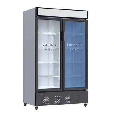 डुअल टेम्परेचर कमर्शियल ग्लास डोर फ्रीजर कूलर कॉम्बो 470L