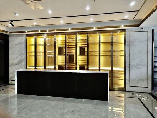 स्टेनलेस स्टील फ्रेम वाइन सेलर ग्लास डोर कस्टम वाइन कैबिनेट