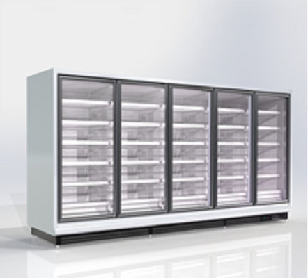 अपराइट R290 कमर्शियल ग्लास डोर फ्रीजर एयर कूलिंग 220V रिमोट टाइप